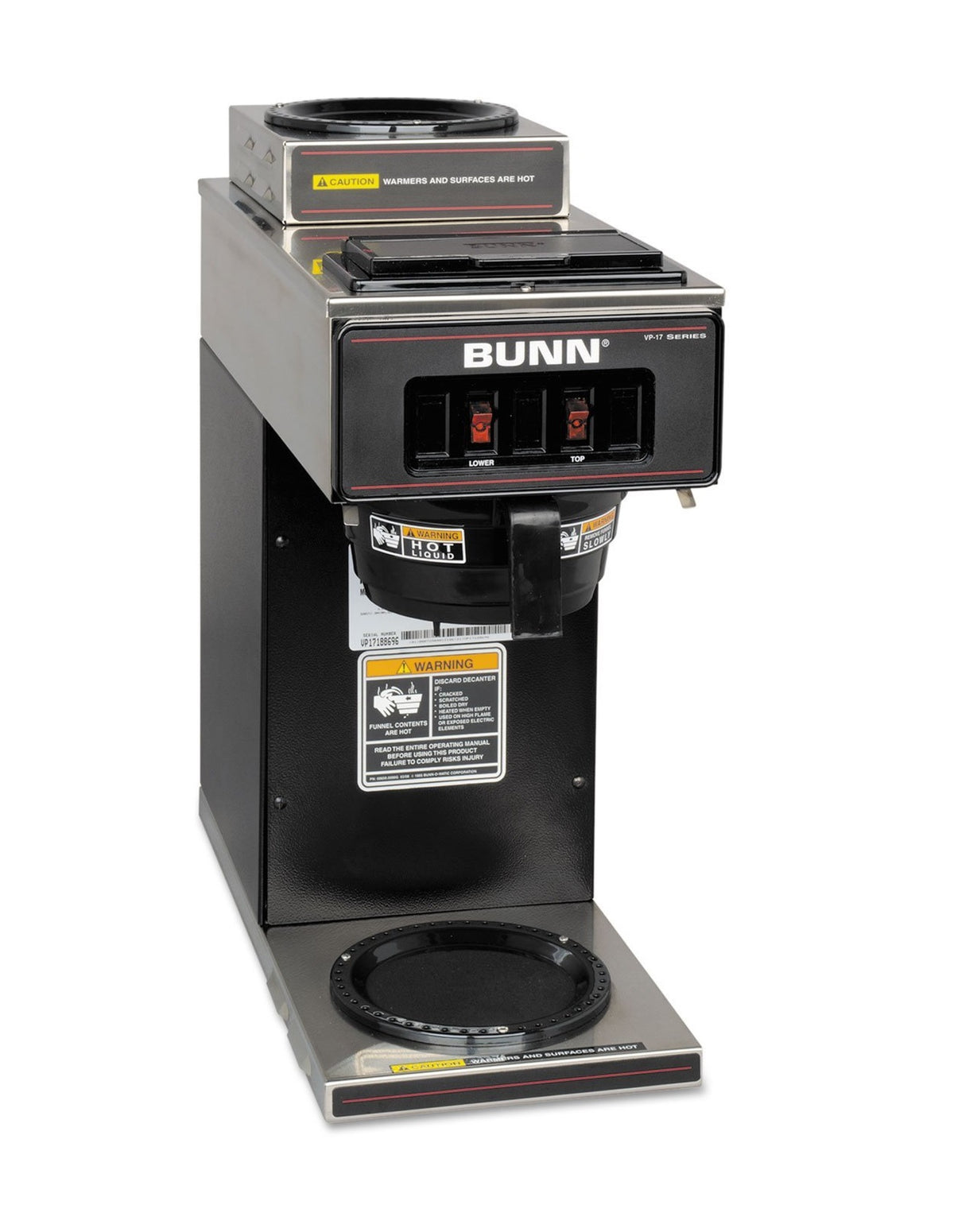 Bunn Vp17-2 Pourover Commercial Coffee Maker with 2 Warmers, 12 Cup