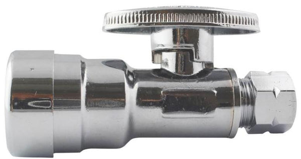 Apollo APXPV1238S Chrome Push Straight Stop Valve, 1/2" Push x 3/8" C