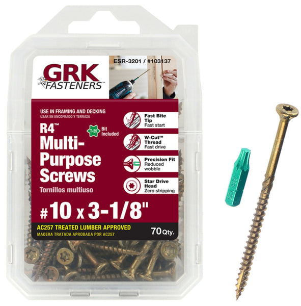 GRK Fasteners 103137 R4 Countersink Head Multi-Purpose Screws, #10 x 3-1/8"