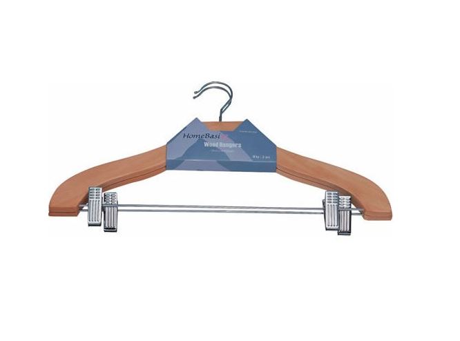 Simple Spaces HEA00043G-N 2 Clip Clothes Hanger Set, Wood, 2 Piece