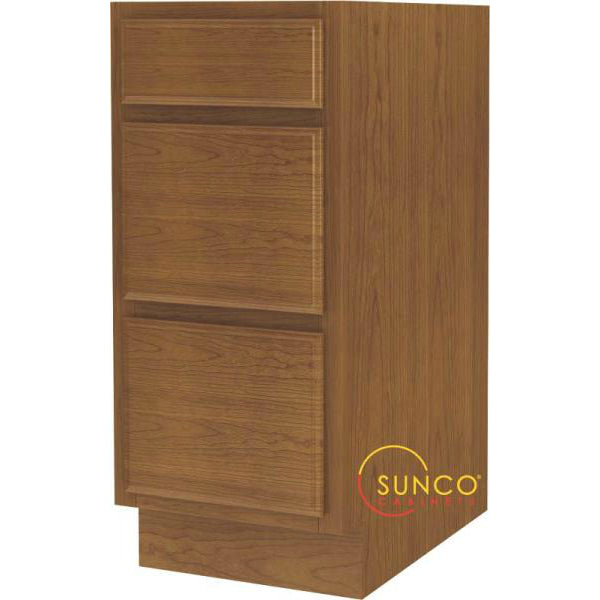 Sunco DBR15RT Three Drawer Base Cabinet, 15", Oak