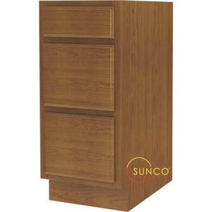 Sunco DBR15RT Three Drawer Base Cabinet, 15", Oak