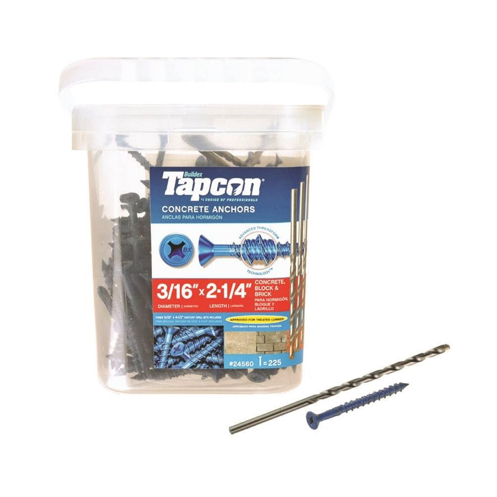 Tapcon 28560/24560 Concrete Screw Anchor, 3/16"