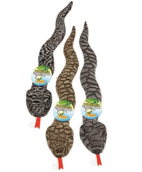 Ruffin&#039; It 16290 Squeaky Plush Snake Dog Toys, Assorted