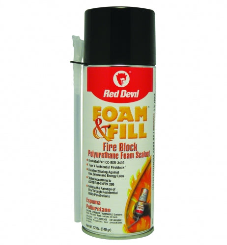 Red Devil 0915 Foam & Fill Fireblock Foam Sealant, 12 Ounce
