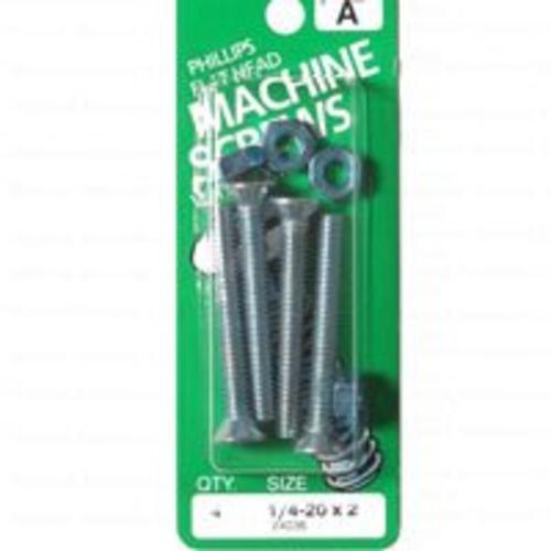 Midwest 24036 Machine Screws, Phillips Flat, 1/4-20 x 2 "