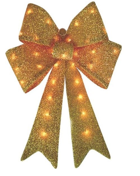Holiday Basix T11(24)-35LG Golden Tinsel Bow, 24"