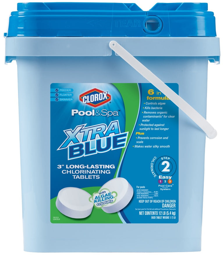 Clorox 23012CLX  Long Lasting Chlorinating Tablets, 3", 12 Lbs