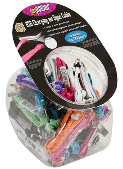 GetPower Micro USB Flat Cables Display Bowl, 50 Piece, Assorted Color