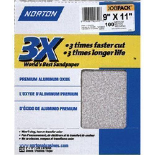 Norton 02640 3X Sandsheet 9"x11", 100 Grit