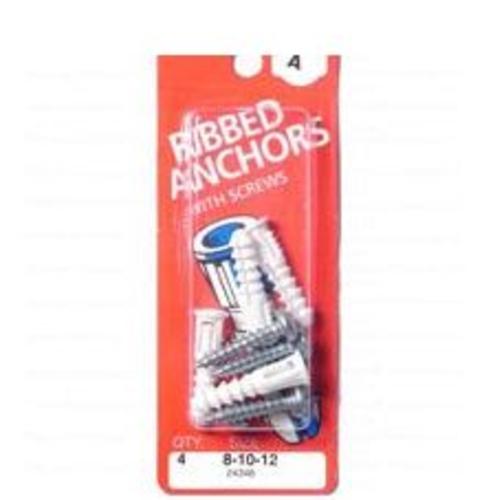 Midwest 24346 8-10-12 Ribbed Plastic Anchor Kit, 12-14-16