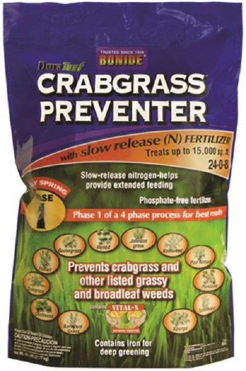 Bonide 60415 Crabgrass Preventer With Fertilizer, 15000 Sq Ft, 24-0-8
