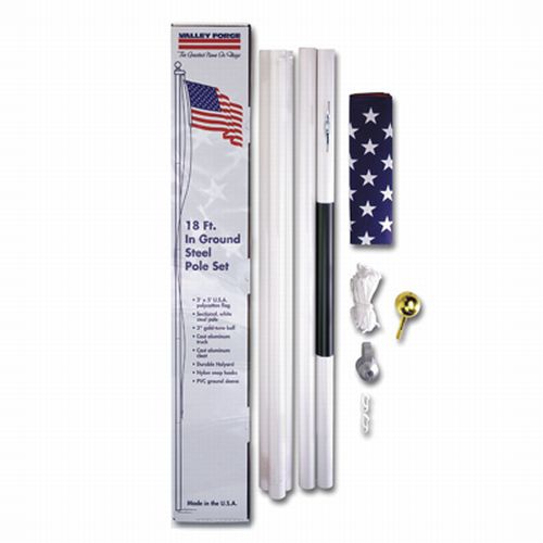 Valley Forge SFP18F-S Residential In-Ground Flag Pole Kit with US Flag, 18&#039; Pole