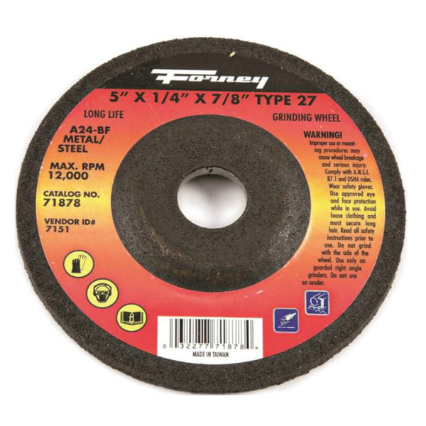 Forney 71878 Grinding Wheel, 5" X 1/4" X 7/8"