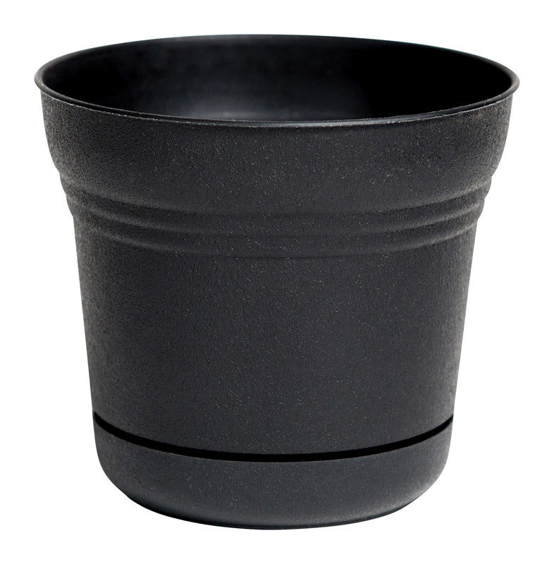 Bloem SP1000 Saturn Flower Pot, Plastic, Black, 8.5" x 9.75"