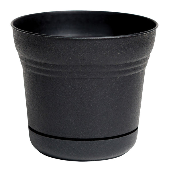 Bloem SP1000 Saturn Flower Pot, Plastic, Black, 8.5" x 9.75"