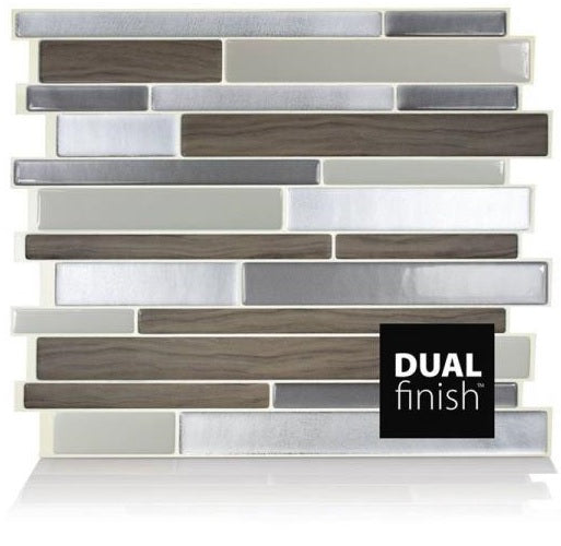 Smart Tiles SM1050-6 Milano Wall Tiles, Argento, 6/Pack