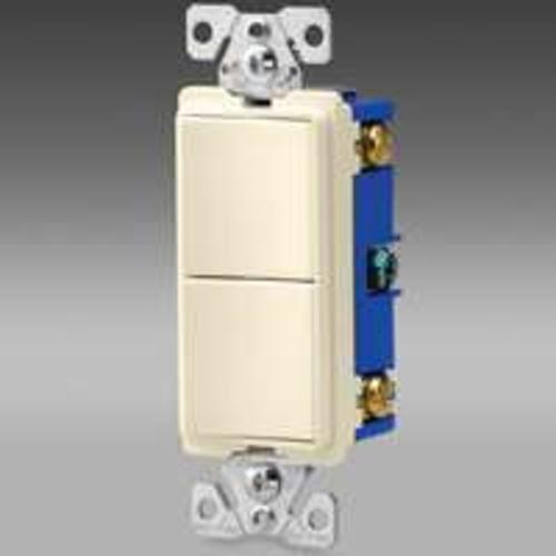 Cooper 7728A-SP Decorator Duplex Switch, 15 Amp, Almond