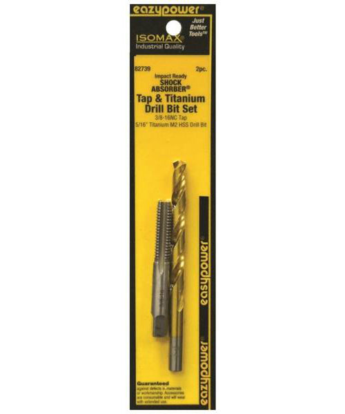 Eazypower 82739 Shock Absorber Tap & Titanium Drill Bit Set, 3/8-16NC, 5/16"