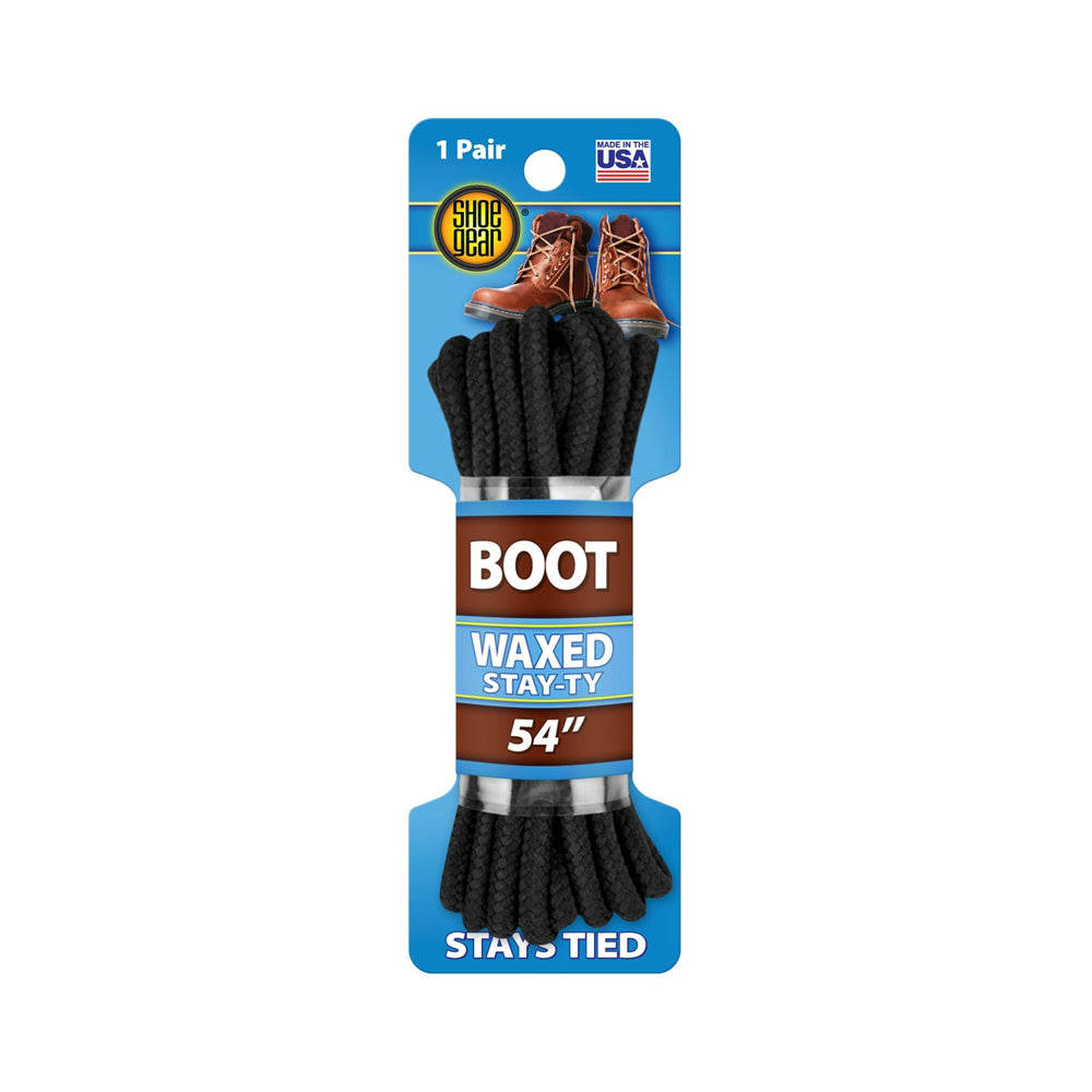 Shoe Gear 311-34 Waxed Boot Lace, Black, 54 inch