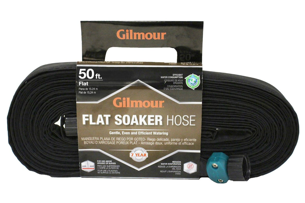 Gilmour 870501-1001 Flat Weeper & Soaker Hose, Vinyl, Black, 50-ft