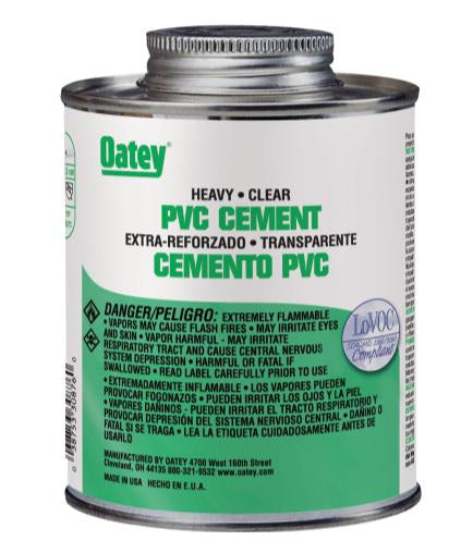Oatey 30850 Heavy-Duty PVC Solvent Cement, 4 Oz, Clear