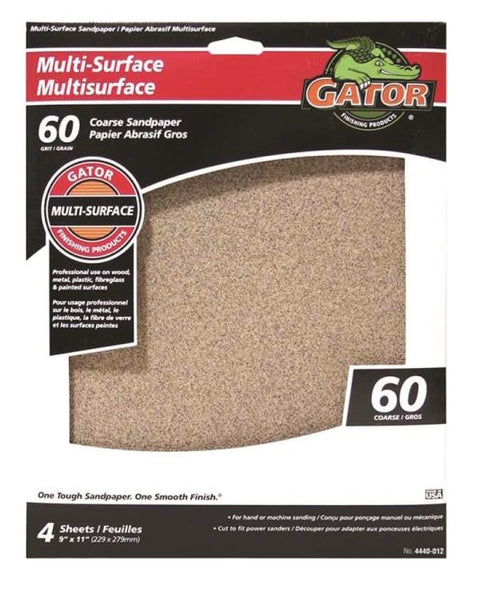 Gator 4440-012 Multi-Surface Sanding Sheet, 9" x 11", 60 Grit