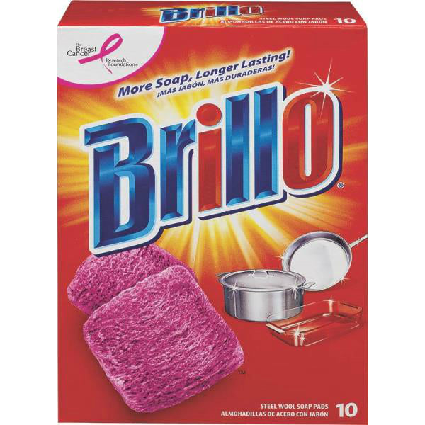 Brillo 23310 Steel Wool Soap Pad, 10 Count