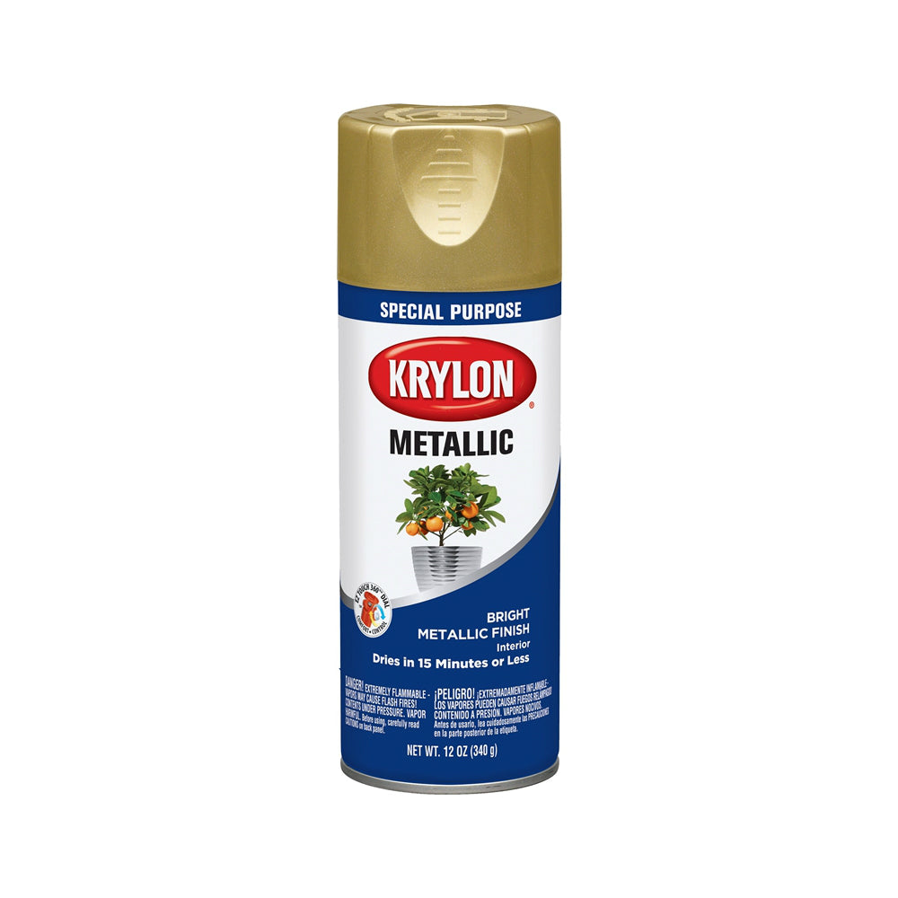 Krylon K01701A77 Special Purpose Metallic Spray Paint, Bright Gold, 12 Oz