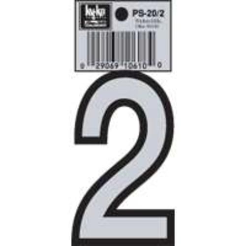 Hy-Ko PS-20/2 Reflective Vinyl House Number #2, 3-1/4"