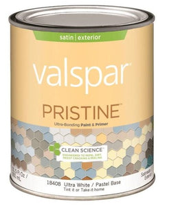 Valspar 18408 Pristine Exterior Paint & Primer, Quart