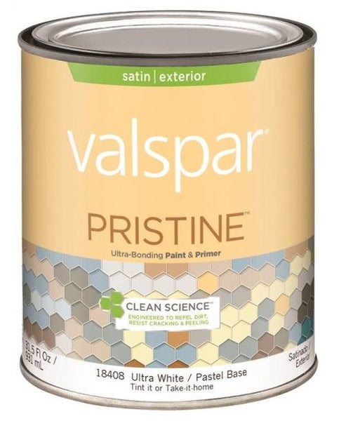 Valspar 18408 Pristine Exterior Paint & Primer, Quart
