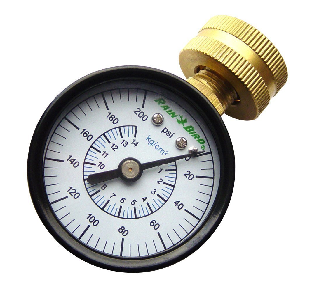 Rain Bird P2-A Water Pressure Test Gauge, 3/4" Female Hose Thread, 0-200 PSI