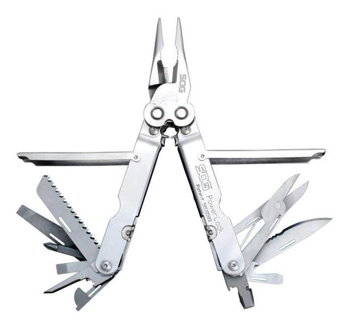 SOG S60N-CP Multi-Tool With Sheath, 7" L, Stainless Steel, Satin Polished