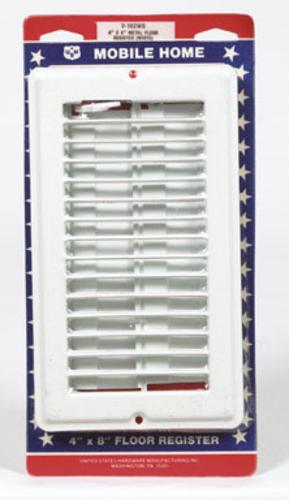 Floor Register V-102WB Floor Register, 4" x 8", White