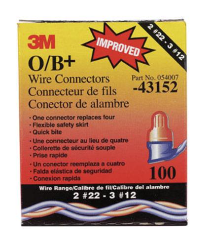 3M O/B+ Performance Plus Twist-On Wire Connector, 22 - 12 SOL, 600 V, Orange/Blue