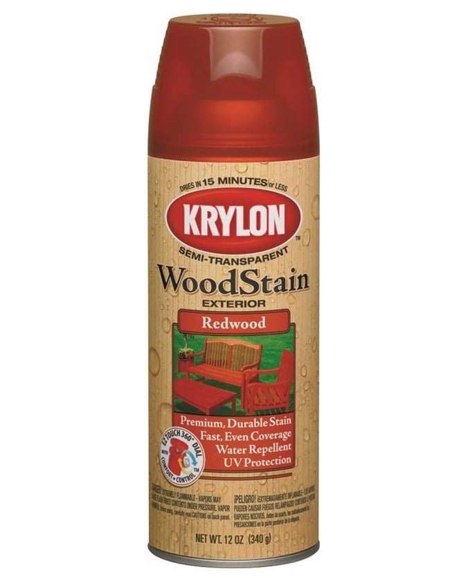 Krylon K03604000 Redwood Exterior Wood Stain, 12 Oz.