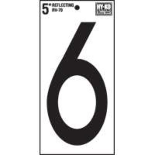 Hy-Ko RV-70/6 5In Reflective Self-Adhesive Number 6