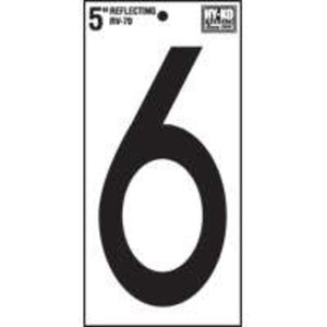 Hy-Ko RV-70/6 5In Reflective Self-Adhesive Number 6