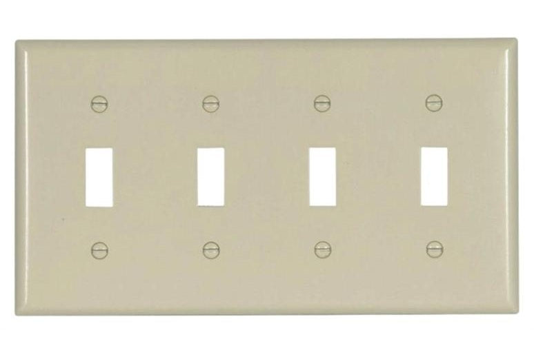 Cooper Wiring 2154LA-BOX Standard-Size Toggle Wallplate, 4 Gang