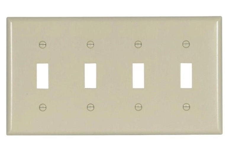 Cooper Wiring 2154LA-BOX Standard-Size Toggle Wallplate, 4 Gang