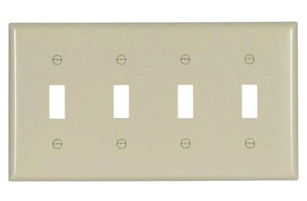 Cooper Wiring 2154LA-BOX Standard-Size Toggle Wallplate, 4 Gang