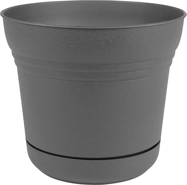 Bloem SP07908 Saturn Round Planter, Polyresin, Charcoal, 7 Inch
