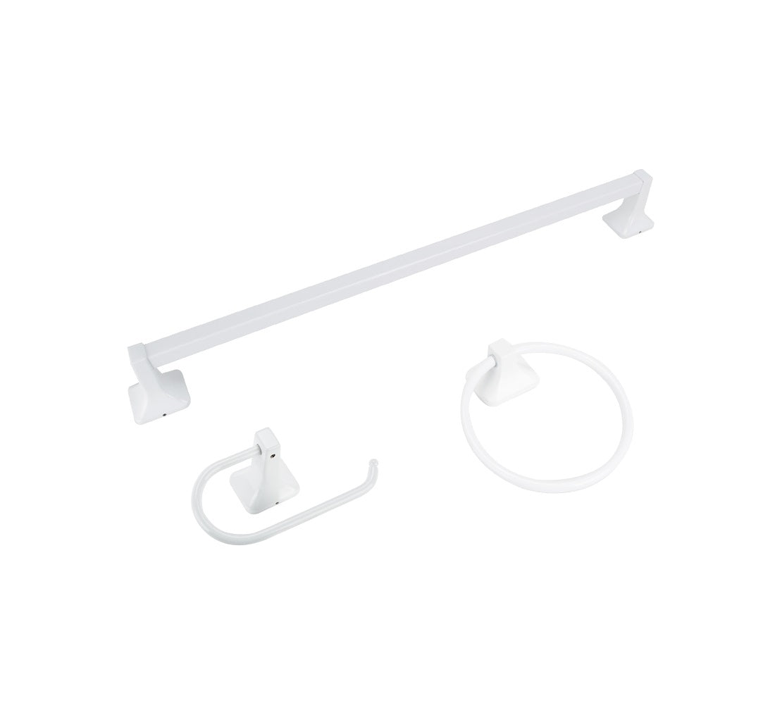 Boston Harbor 3603BW Manhattan Bath Hardware Set, White, 3 Pieces