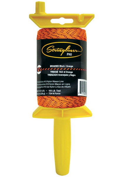 Stringliner 25491 Braided Mason Line and Pro Reel, 500&#039;, Black/Orange