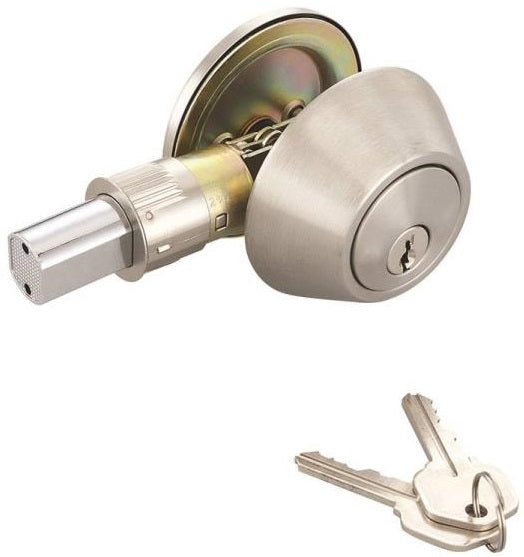 Prosource T-D101SS Mobile Home Deadbolt Double Cylinder, Stainless Steel