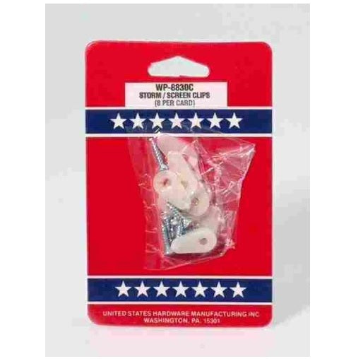 Us Hardware WP-8830C Nylon Storm And Screen Clips, White, 8 Pk