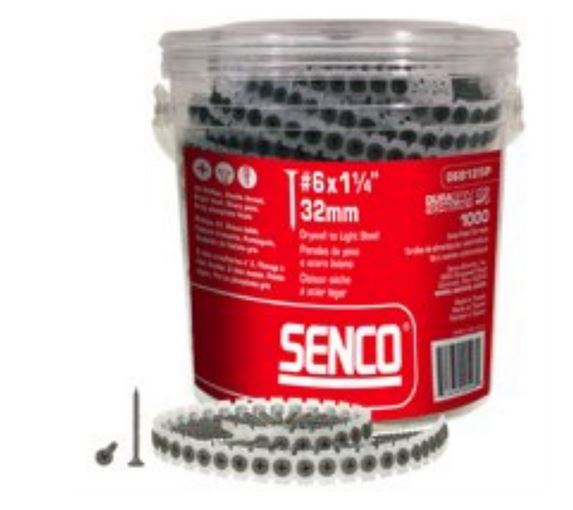 Senco 06B162P Collated Drywall to Light Gauge Steel Screws, # 6 x 1-5/8"