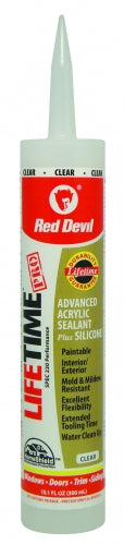 Red Devil 0866PR Lifetime Pro Acrylic Adhesive Sealant, Clear, 10.1 Oz