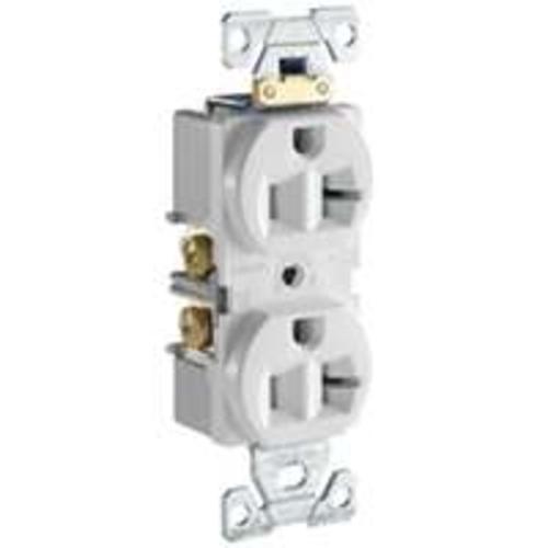 Cooper TRBR20W-BXSP Duplex Receptacle, Commercial Grade, 20 Amp, White